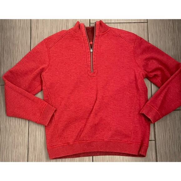 Tommy Bahama Men’s Reversible Flipshore Red Half Zip Sweater Large - Picture 5 of 8